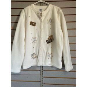 Premier International Ladies‎ Cream Fleece Christmas Presents Cardigan Large